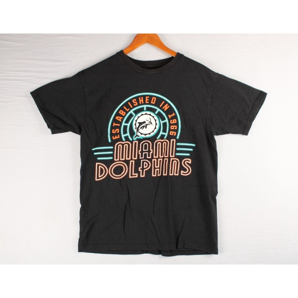 Junk Food Clothing Miami Dolphins Neon T shirt Medium Old Logo Black Football